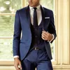 Navy Blue Groom Tuxedo do ślubu Niestandardowy Slim Fit Men Suit z Spodnie 3 Sztuka Najnowsza Kamizelka Płaszcz Projekty Mężczyzna Moda Kostium X0909