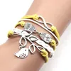 Leaf Owl Bird Infinity Charm Bracelets Red White Weave Multi Layer Rope Bracelets Bangle Cuff Fashion Jewelry for Women Girl Will and Sandy