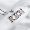 Rainbow Zircon Lettera Custom Name Custom Name Collana Pendente in oro argento placcato uomo Bling Gioielli regalo