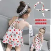 Barnklänning Sommar Nya barnkläder Korean Girls 'Lamb Print Dress Open Back Suspender Children's Princess Kjol