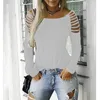 Damska koszulka jesień nowa gorąca moda z długim rękawem okrągłe szyi topy casual solid slim sexy off should streetwear t-shirt 210422