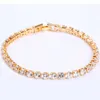 Bracelet de tennis de zircone de 4mm de zircone glacé Sor Chain S pour femmes hommes Gold argent couleur CZ Homme bijoux