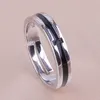 Black Jesus Cross Band anneaux ouvert bague en argent réglable pour femmes hommes couple bijoux de mode volonté et sable