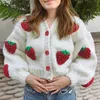 Klalien Fashion Elegant mignon Imprime à imprimé Paute simple Single Puttered Femmes Automne épaissoir Cardigan chaud Sweater Streetwear 211215