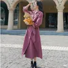 Casacos de trincheira feminina Spring Autumn Coat Womans Long Fashion 2022 Streetwear Loose Double Windted Breaker Overcoat feminino L018