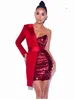 Summer New One Shoulder Blazer Dress 2020 Sexy 4 colori Elegante abito da sera per donna da notte Vintage Vestios X0521