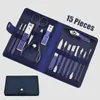 Niebieskie narzędzia do manicure Set Pro Max Ze Stali Nierdzewnej Profesjonalny Zestaw do maszynki do paznokci Pedicure Paronechia Nippers Trymer Cutters - 7 sztuk