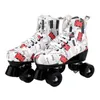 Quad Skates Flag Printing PU Leather Double Row Roller Skates Adult Two Line Roller Skates Patins Shoes