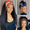 Ludzkie włosy malezyjskie proste peruki na głowę z opaską syntetyczną perukę dla czarnych kobiet 180 gęstość