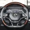 It Is Suitable for Skoda Mingrui Kodiak Yedi Express Xindong Peach Wood Grain Hand Sewn Leather Steering Wheel Handle Cover