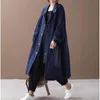 Autunno allentato Plus Size All Match Slim Casual Giacca lunga giacca a vento in denim Trench monopetto da donna 210615