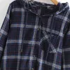 Casual Vrouw Cotton Plaid Patchwork Hooded Shirts Jas Lente Mode Dames Button Jassen Vrouwelijke Vinatge Uitloper 210515