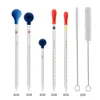 5 pcs laboratório fornece pipetes de gotas de vidro graduado de vidro grosso pipettes líquidos 1ml 2ml 5ml 10ml 2pcs para cada um com tampas e escovas de lavagem (33cm-13inch)