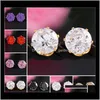 Earings For Woman Wedding Rhinestone Gemstone Crystal Stud Earrings Korean Fashion Jewelry Plated Zircon Ps1552 Kr4Uy Anw02