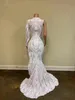 Robe de Soiree Mermaid Prom Dresses Sheer One Ramię High Side Split Koronki Formalne Dubai Bliski Wschód Wieczór Party Suknia 2021 Sukienka Celebrity