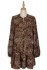High Street donna Casual abito allentato autunno stampa leopardo manica lunga camicia cardigan donna mini abito femminile vestido 210514