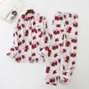 Старинные leopard pajamas комплекты женщин 100% матовый хлопок зимние пижамы женщины мода фланелет пижамы для женщин 210928