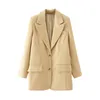 Blazer casual da donna beige solido Giacche da donna con colletto dentellato Eleganti cappotti monopetto chic femminili 210430