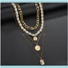 Chains Necklaces & Pendants Jewelrychains Punk Multi Layered Pearl Choker Necklace Collar Statement Virgin Mary Coin Crystal Pendant Women J