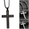 Pendant Necklaces Classic Stainless Steel Bible Cross Necklace Men Hip Hop Jewelry Fashion Gold Silver Color Gun Black Long Chain