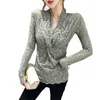 Spring Autumn Women's Top Korean Twisted Sexy Deep V-neck Lace Solid Color Slim Long Sleeve Female Base s GX269 210507