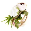 Lien chaîne 1PC mariée tissé Rose paille poignet fleur tissu Corsage fête bal mariage demoiselle d'honneur multicolore Trum22
