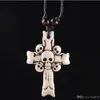 24Pcs Imitation Bovine Bone Skull Cross Pendant Wax Cord Necklace Women & Men Engagement Fashion Jewelry Accessories C-20325h