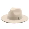 Lintband riem voelde Panama kerk formele winter witte brede rand vintage mannen caps dames fedora hoeden