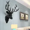 MGT Large 3D Deer Head Statue Sculpture Decor Home Wall Decoration Accessories Animal Figurine Wedding Party Hanging Decorations 210329