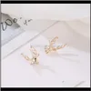 Stud Deer Antlers Alloy Women Earrings Gold White K Colors Elk Point Ear Rings Fashion Jewelry Drop Delivery 2021 8A1Sz