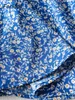 Blå blommig tryck sommar strand klänning kvinnor avslappnad semester kortärmad boho sundress vestidos mode kläder 210427