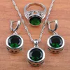 Earrings & Necklace Bridal Wedding Jewelry Sets And Set For Women Costume Green Cubic Zirconia Round Accessories Js0370