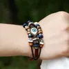 Handmade punk turco maus olho multicamadas pulseira pulseira pulseira homem mulher bronze charme jóias