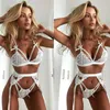 Women Seksowna bielizna Zestaw Solidny kolor Kwiatowy Bralet Bra koronkowy strój do snu Upraw Top Bikini Cover Up Beachwear Sarongs