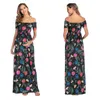 2020 Summer Maternity Clothes Fashion Pregnant Women Shoulderless Maxi Dresses Mama Short Sleeve Casual Floral Printed Sundress G220309