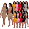 Kobiety mini sukienki z krótkim rękawem spódnica bez pleców sukienka Piękna letnia ubranie plus size S-Solid Kolor spódnice chude pakowane biodra spódnice