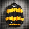 Fashion lightweight sweatshirt Black Striped Spring Autumn Hip Hop Loose Casual Men's tie-dye Streetwear Clothes 210728