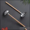 Spoons Flatware Kitchen, Dining & Bar Home Garden Japanese Style Beech Wood Handle Soup Spoon Stainless Steel Ladle Long Wooden Kitchen Cook