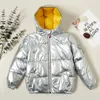 Winter KIds Unisex Stylish Reflected Zipper Hooded Down Coat for Kids Clothes 210528