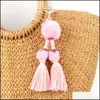Keychains Fashion Accessories 10PCBOHO Keyring Colorf Beads Tassel Pompom Pendant Car Bohemian For Women Bag E2350-E2353 Drop Delivery 2021