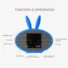 미국 주식 만화 토끼 귀 나무 디지털 알람 시계 음성 제어 온도계 디스플레이 블루 309D
