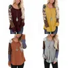 Women Tees Spring Fall O neck Long Sleeve Leopard Patchwork Fashion Accesories Blouse Lady Casual Clothing Top Shirt 494 K2