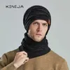 hat scarf set winter men knit bonnets for women outdoor ski cycling plush neck warm windproof cap famle wool thicken Beanies 211229