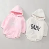 Baby meisje kleding hooded katoen katoen fluwelen cap bodysuit geboren voor kinderen kostuum kinderen peuter herfst winter jumpsuit 210429