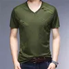 YMWMHU 100% Katoen T-shirts Mannen Korte Mouw V-hals Zomer Tops Casual Slim Fit T-shirt Fashion Tee Homme Kleding 210714