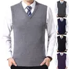 Men's Vests Men Sleeveless Sweater Vest Male Autumn Spring Cotton Casual Winter Solid Color V Neck Knitted Woolen Plus Size