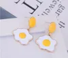 Gold Color Studs 2021 Enamel White Yellow Flower Instrukcja Kolczyki Moda Długie Drop Kolczyki Damska Biżuteria