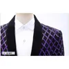 Shiny Purple Sequin Glitter Tuxedo Blazer Jacket Men One Button Plaid Stylish Dress Blazers Mens Wedding Stage Prom Costumes 210522