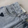 Liebe bestickte Denim-Shorts für Damen, Sommer, hohe Taille, lockere, dünne All-Match-A-Linien-Hosen mit weitem Bein 210507