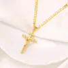 9k Yellow Solid Gold GF Italian inri Jesus Crucifix Pendant Figaro Link Chain Necklace 60cm 3mm Womens Mens9490720